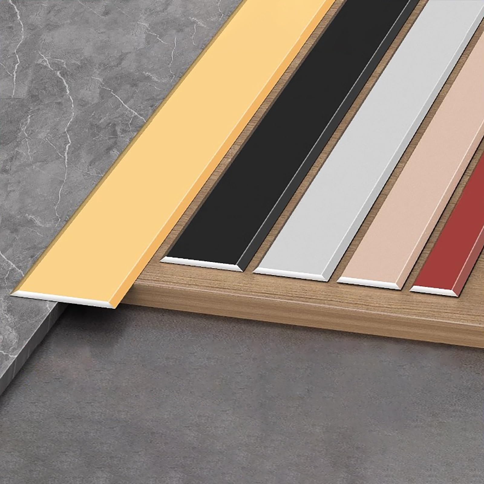 Raouoae Black 135Cm Floor Transition Strip, Aluminum Alloy Metal Profile - 2 Pieces, Laminate Flooring Threshold Cover, Durable Transition Strip For Wood, Vinyl, Carpet Floors(Schwarz,W:60 Mm)