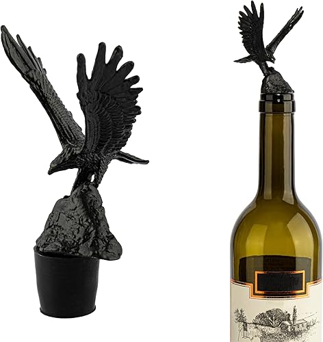 Miniatura 1 de Tapón para botella de vino, corcho de acero inoxidable, accesorio de regalo para amantes del vino, tapón de vino reutilizable de águila