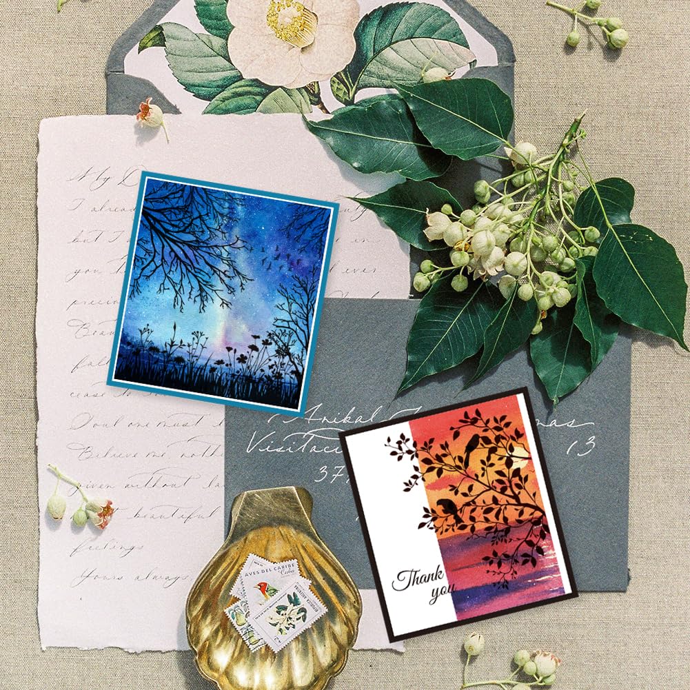 GLOBLELAND Timbri Trasparenti con Silhouette Rami Uccelli Alberi Gomma Silicone per Scrapbooking 6.3x4.33 Pollice
