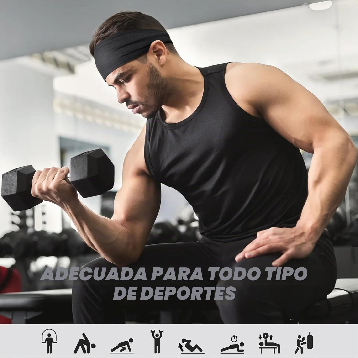 Cinta Pelo Deporte, 4 Pcs Cinta Pelo Hombre Diadema Hombre Antiscivolo Elástico Headband Accesorios Running Deporte