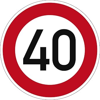 Traffic Sign Permissible Top Speed 40 No. 274-40 | Diameter 420 mm, Aluminium 2 mm, RA1 | Original Traffic Sign According to 