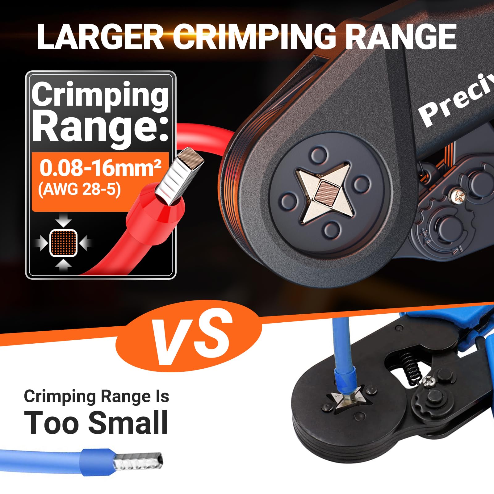 Pinza Crimpatrice,Capicorda Da 0,08-16mm²,Regolabili,Terminali Elettrici A Crimpare,Crimpatrice Capicorda,Crimpatrice Puntalini Per Uso Industriale E Fai-Da-Te