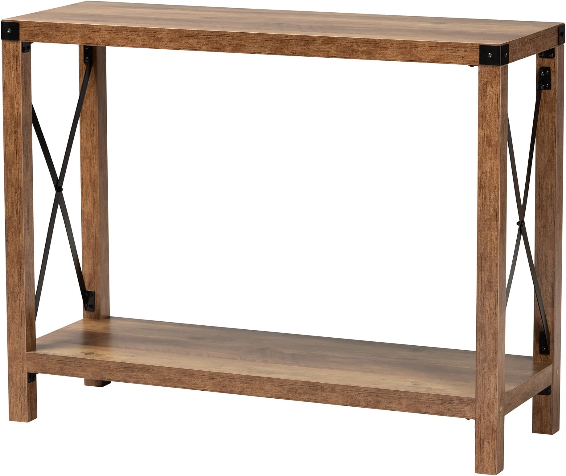 Baxton Studio Rumi Console Table, One Size, Natural Brown/Black