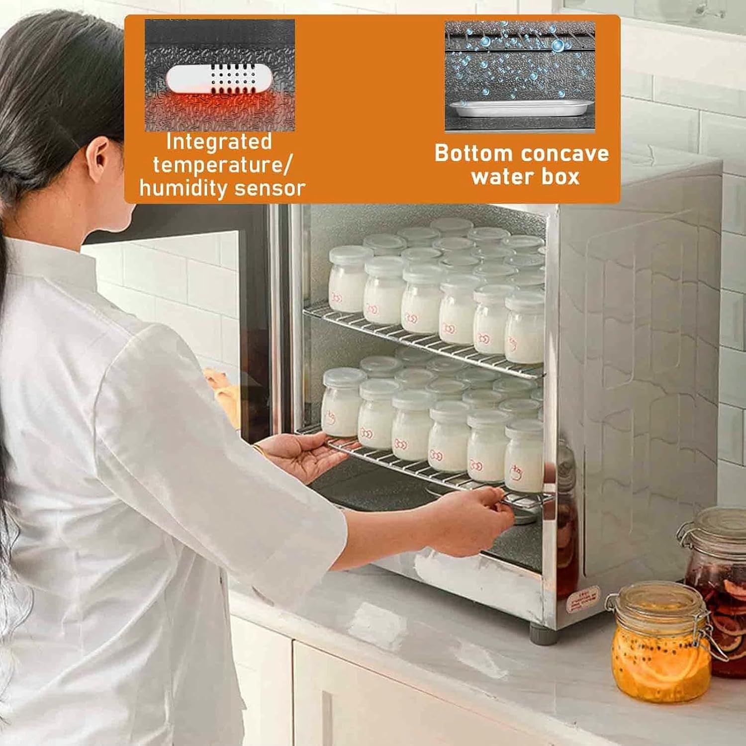 Electric Dough Proofer Machine - Temperature & Humidity & Time Adjustable, Large Capacity Bread Fermentation Chamber