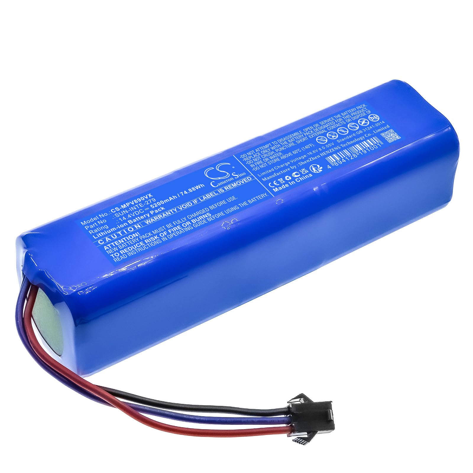 Batteria di ricambio per Mamibot eXVAC 890, Garlyn SR-800 Max PN: Mamibot SUN-INTE-279