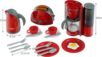 Theo Klein 9564 Bosch Breakfast Set I Kitchen set consisting of toaster, coffee machine, kettle and much more I Packaging dimensions: 44.5 cm x 13 cm x 34 cm I Toy for children aged 3 years and up