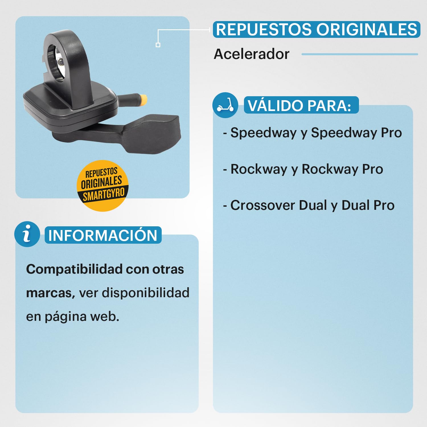 smartGyro Repuesto Original Acelerador Speedway Rockway Crosssover Dual Pro