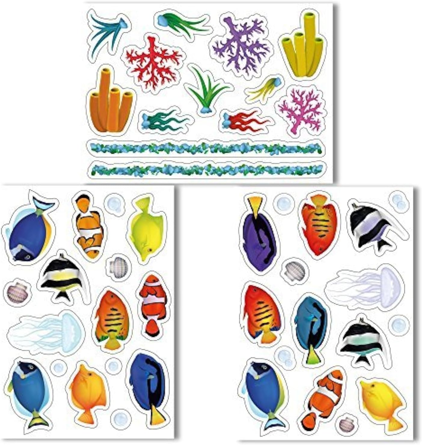 Beautiful Fish Window Clings Lots of Different Varieties - Non-adhesive Stickers Quickly Design a Fish Tank on your Windows