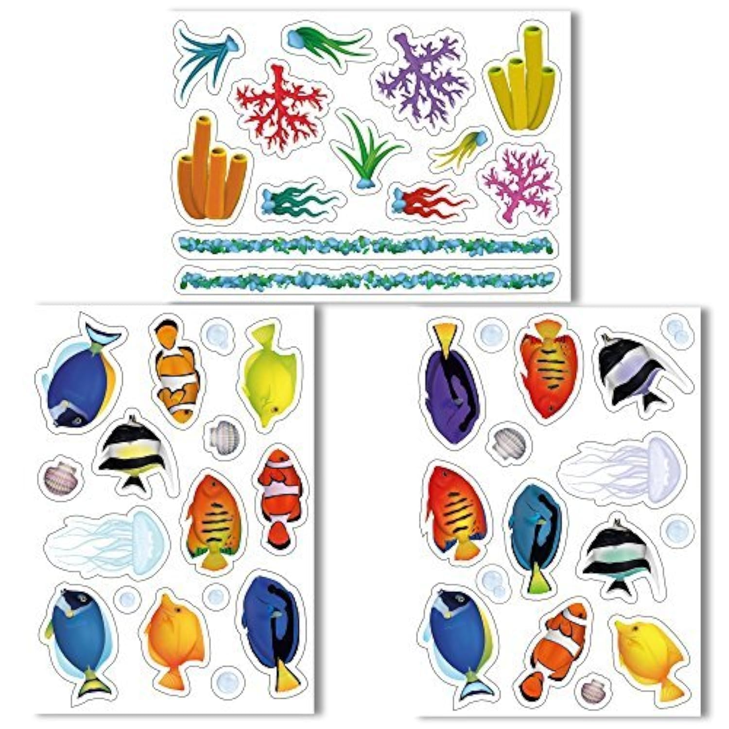 Articlings Beautiful Fish Window Clings Lots of Different Varieties - Non-adhesive Stickers Quickly Design a Fish Tank on your Windows
