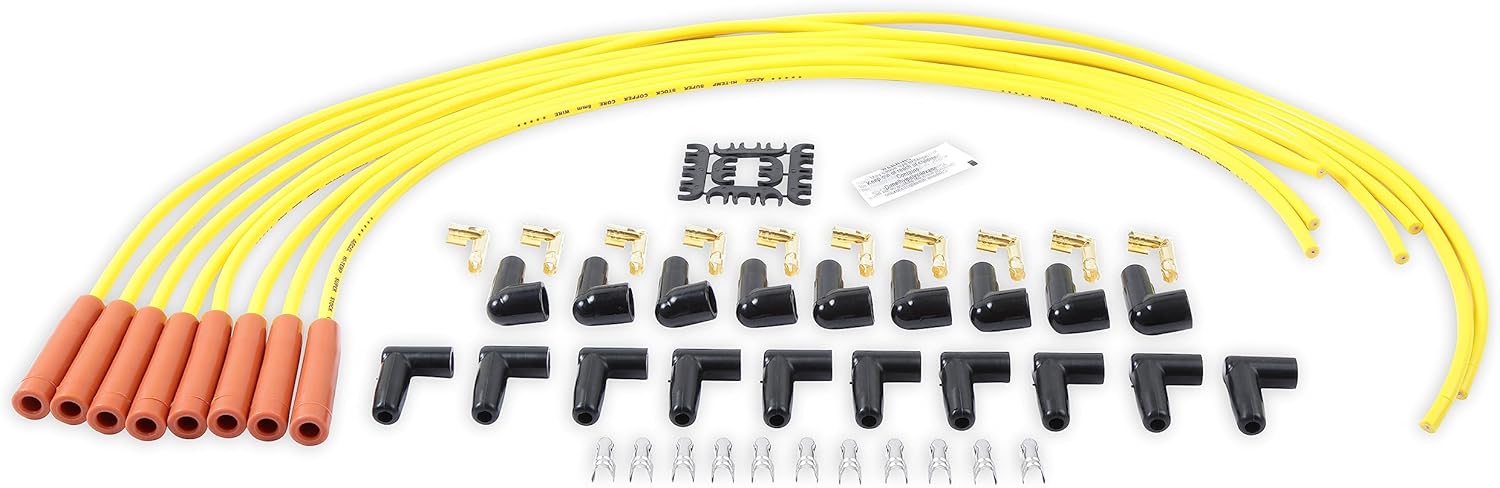 ACCEL 4038 Super Stock Spark Plug Wire Set - 8mm - Yellow with Orange Straight Boots