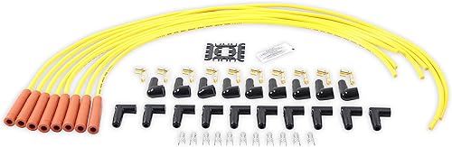 ACCEL 4038 Super Stock Juego de cables de bujía - 0.315 in - Amarillo con botas rectas naranjas