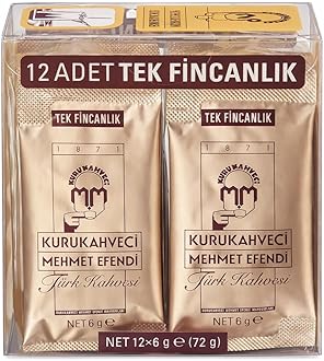 Turkish Coffee, Single Packages, Roasted Ground,Rich Aroma, Fresh, Medium to Heavy-bodied, Original Taste Since 1871 (0.21 OZ / 6 Gr) Pack of 12