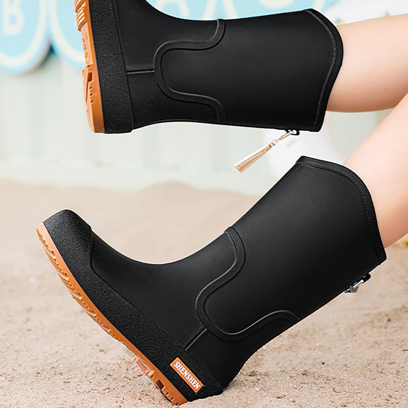 Bottes en caoutchouc pour femme, chaussures de jardin courtes, confortables et respirantes, chaussures de pluie, bottes de travail mi-hautes, bottes de couverture​ imperméables antidérapantes adaptées
