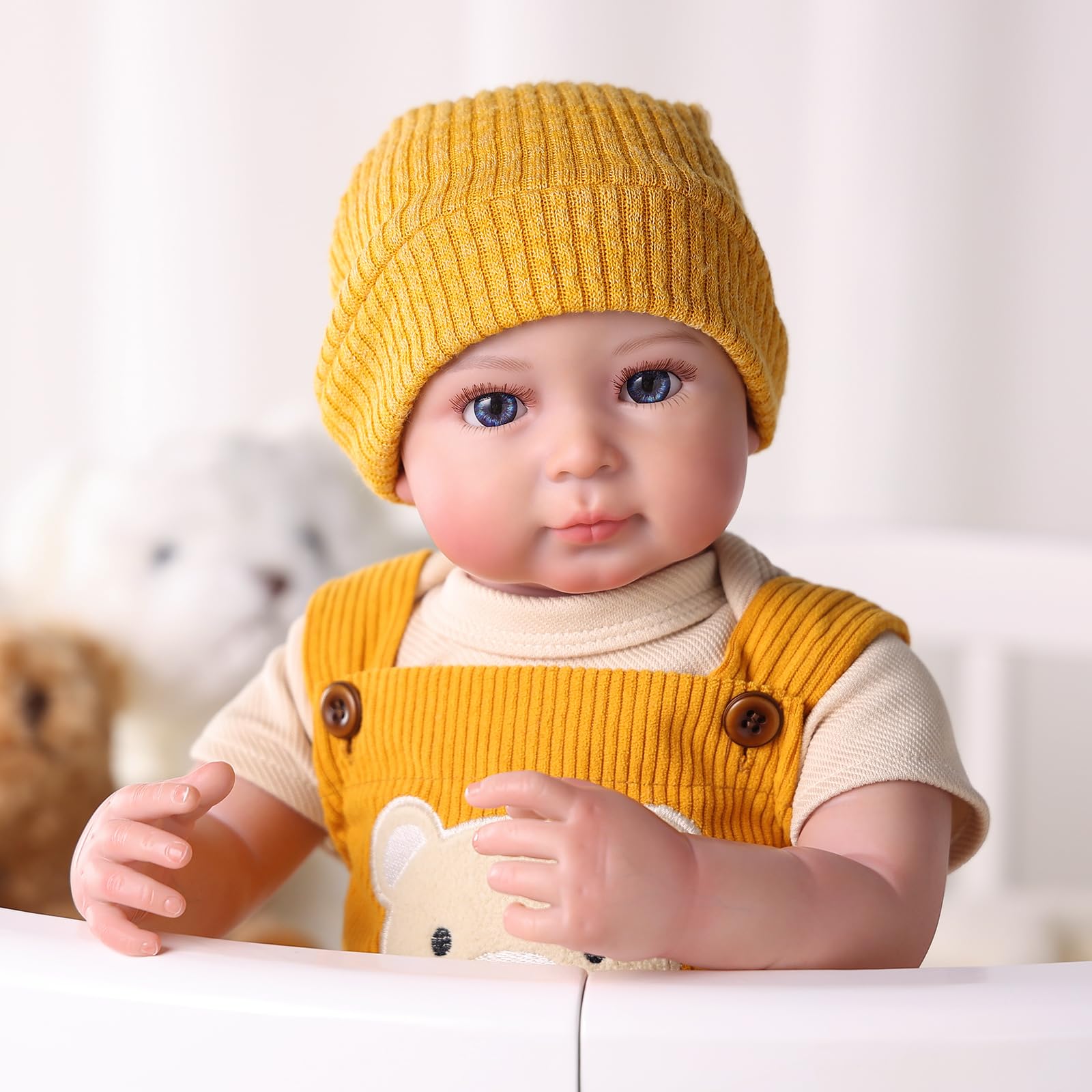 BABESIDE Bambole Reborn Maschio - 20 Pollici Bambola Realistica con Corpo in Tessuto Morbido, Bambole Neonata con Outfit & Accessori, Adatta ai Vestiti per Neonati, Regalo per Bambini 3+
