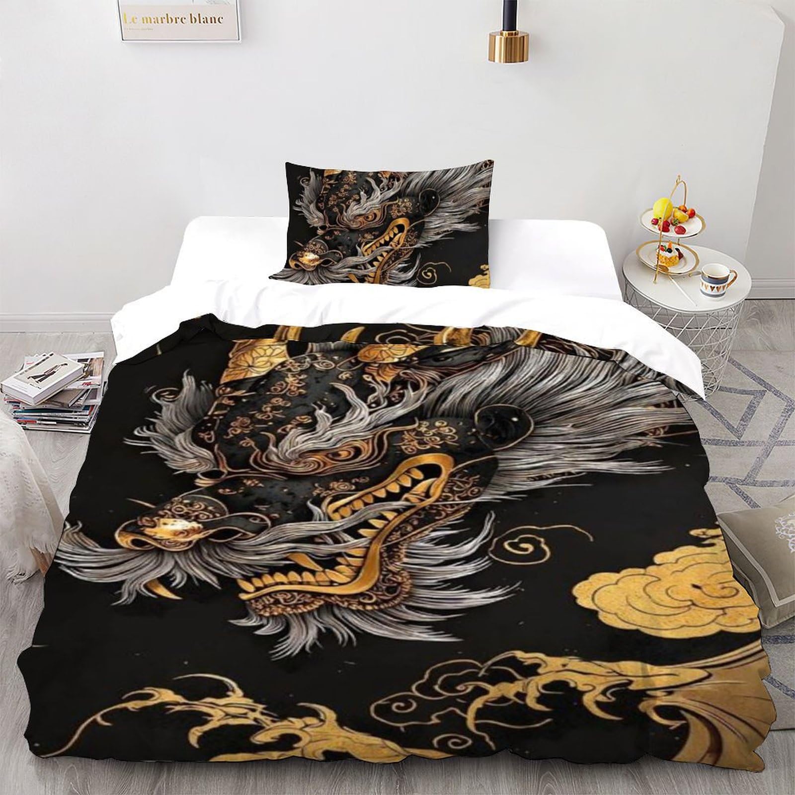 Housse de couette single animaux en microfibre imprimé 3D avec zip pour lit enfant fille 135x200