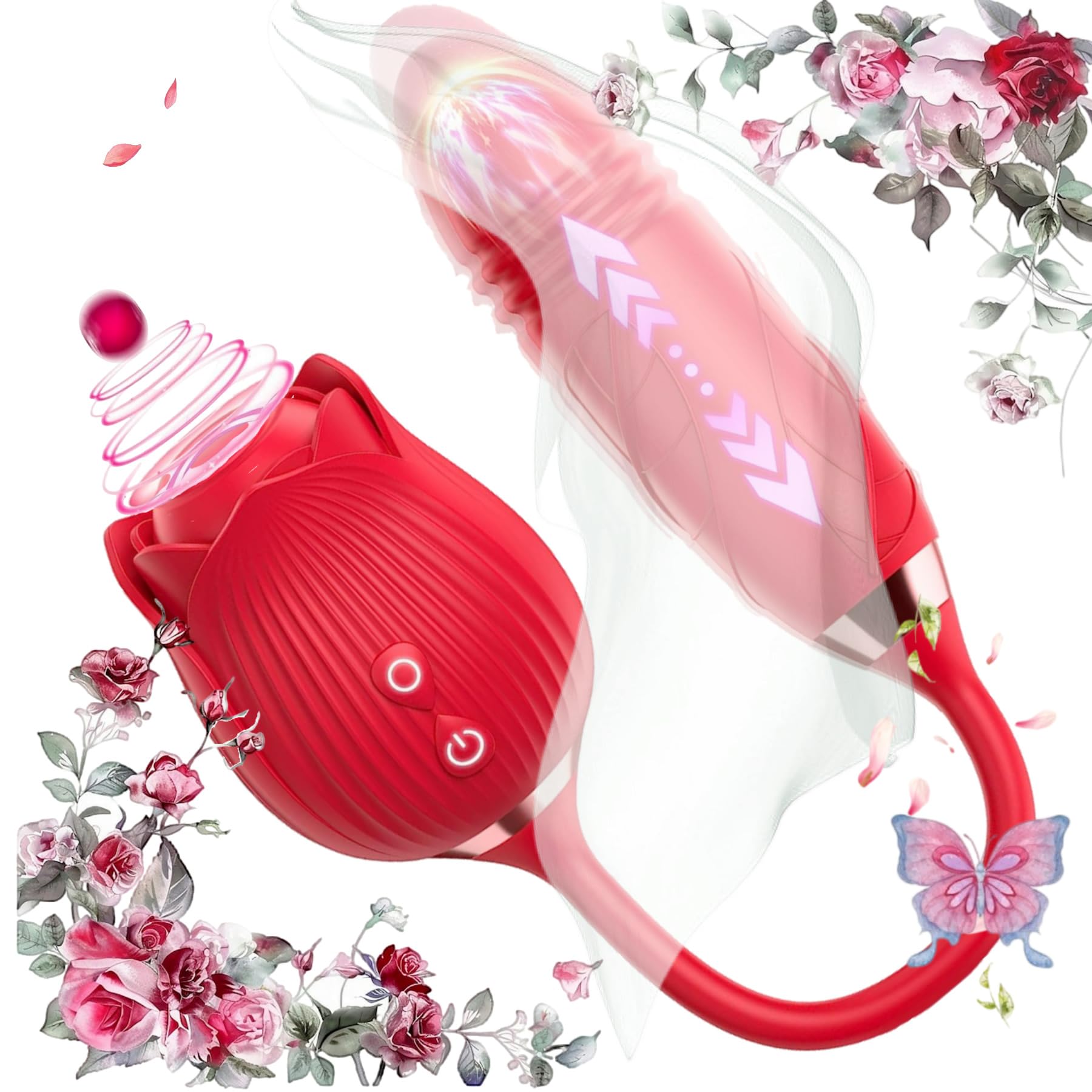 Rose Adult Tool for Women,2025 Roses Toy Clitioral Sucker Powerful Womens Viboators Viboatorr Flower Vibration The Rose Adult Tool for Women (red7)