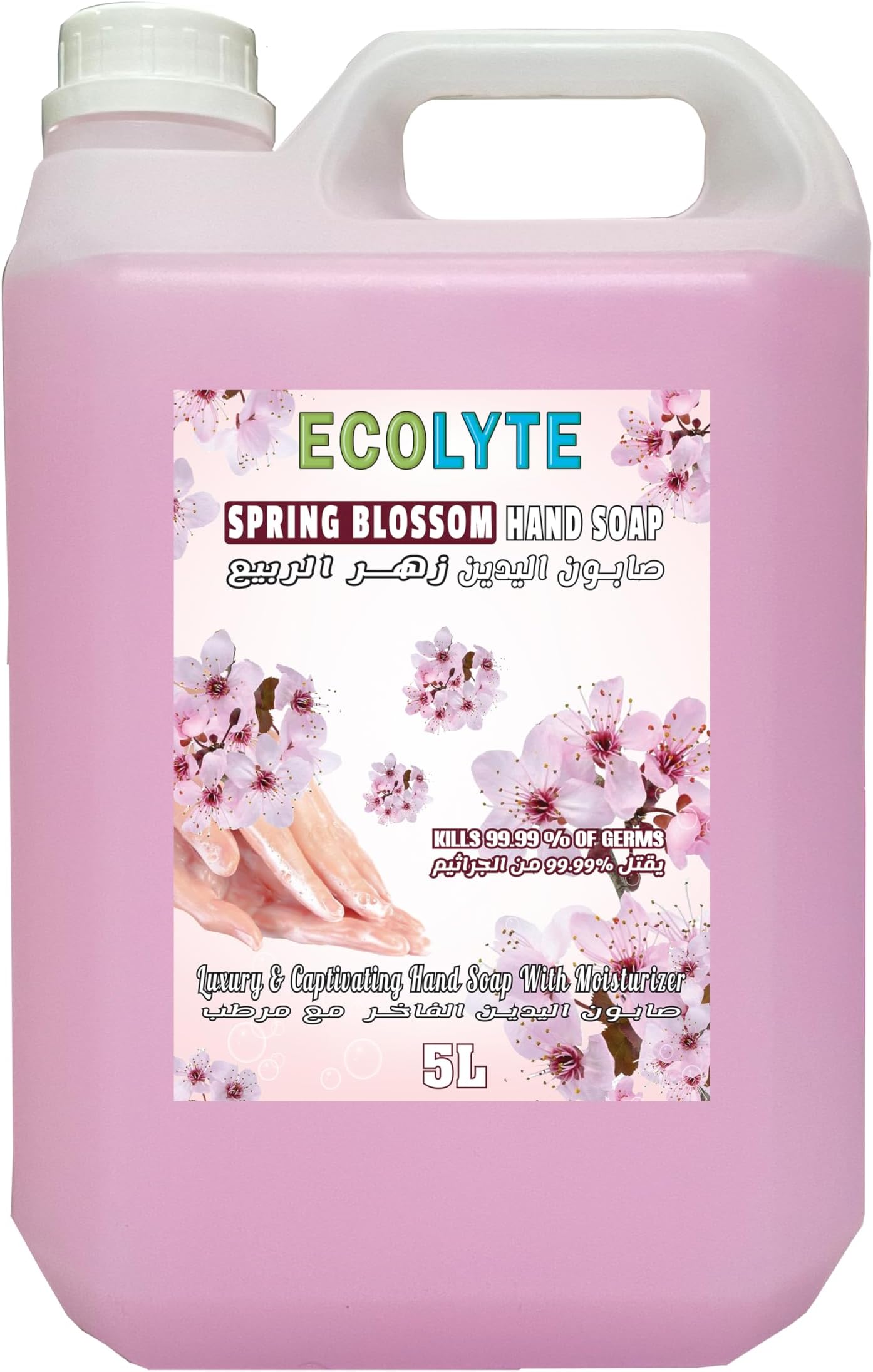 Ecolyte Premium Hand Wash Liquid Refill - 5 Liter - Spring Blossom - Effective Germ Protection â€“ Liquid Hand Wash provides Gentle And Effective Care â€“ Fragrant And Soft