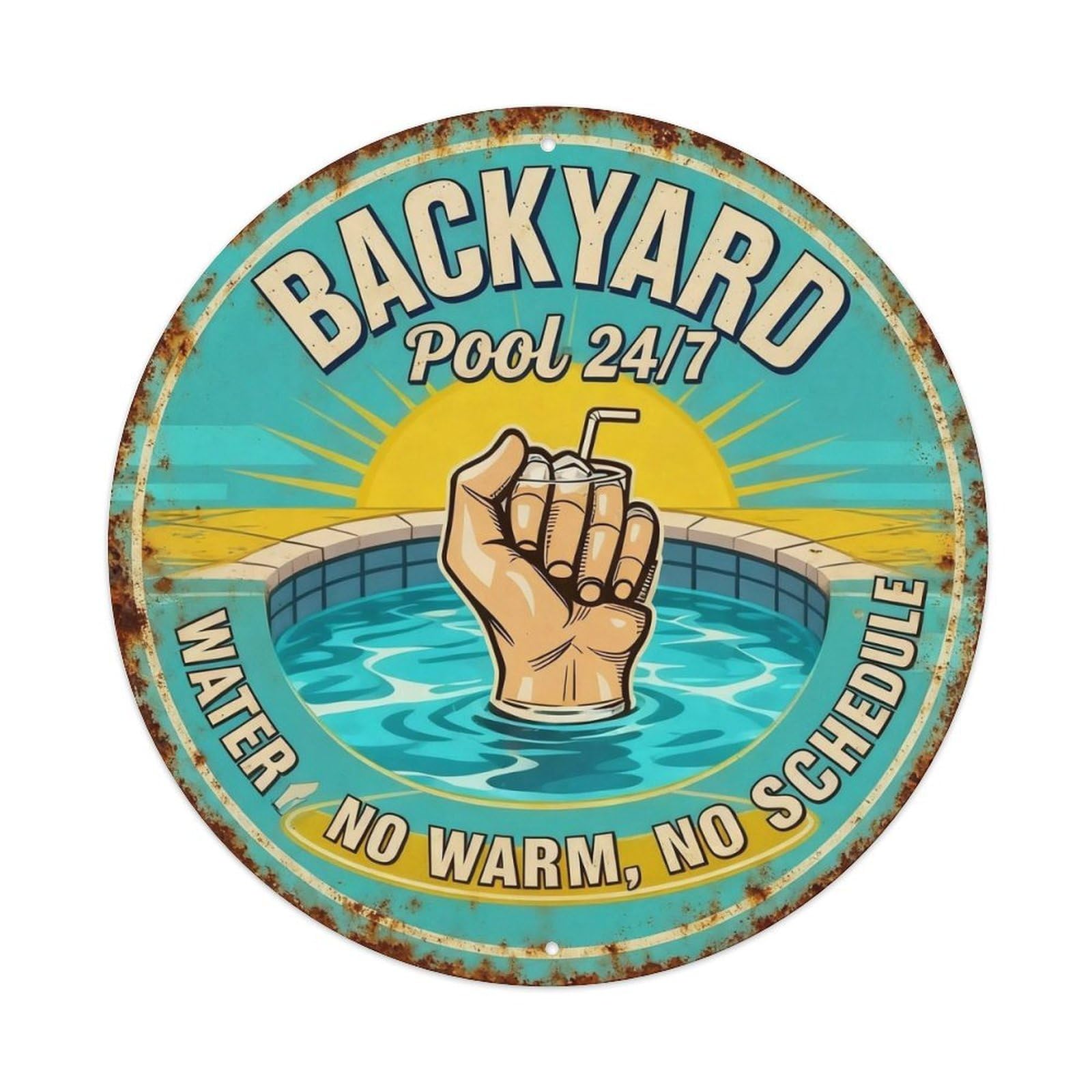 Backyard Pool 247 Metal Tin Sign Plaque