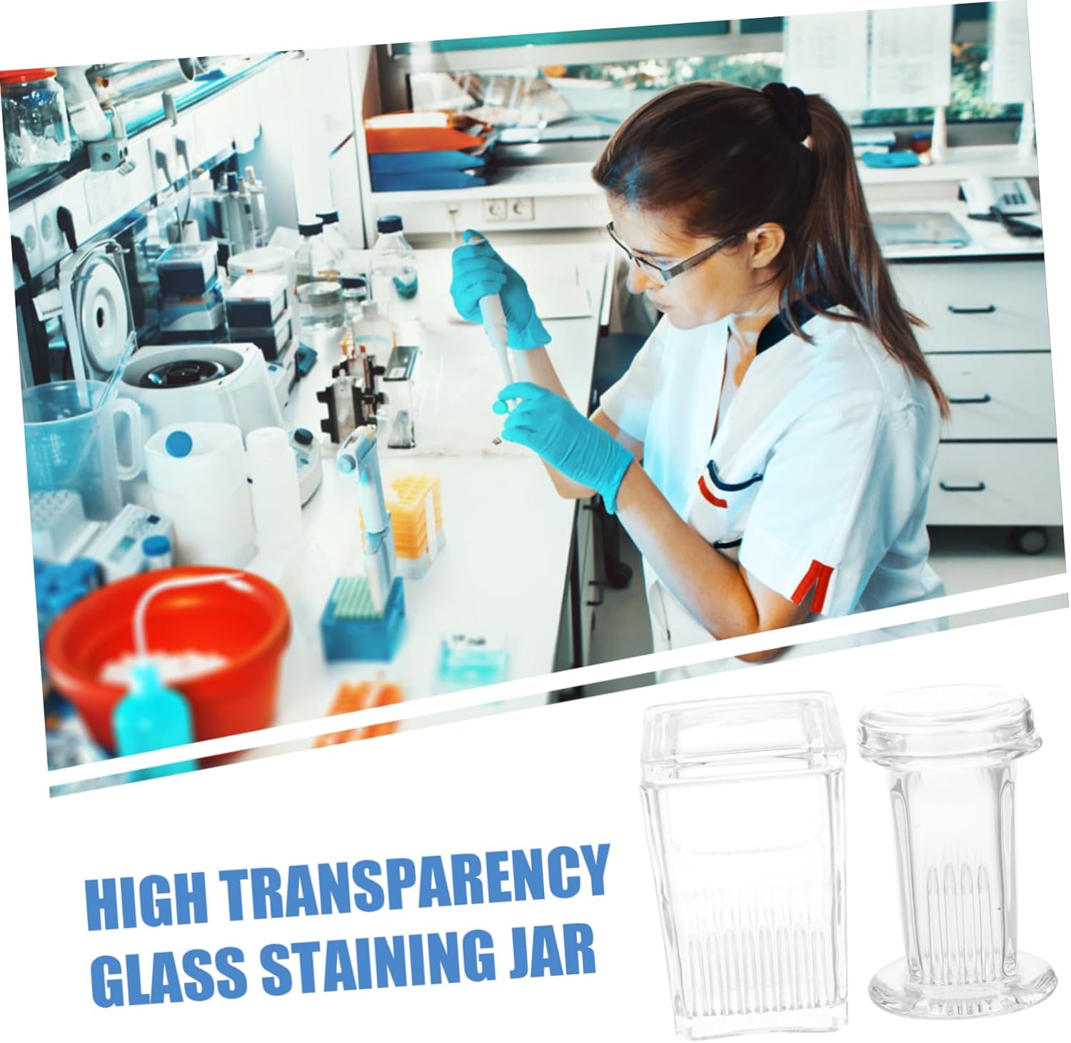 PRETYZOOM 2pcs Laboratory Glass Staining Jar Tanks Slide Slide Jars Microscope Container Secure Stable Versatile