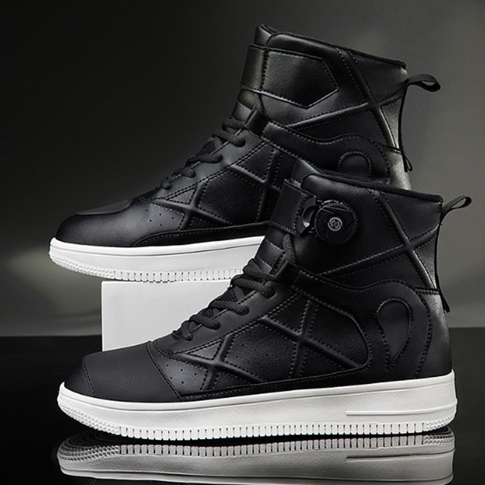 Moto Zapatos de Moto para Hombre,Zapatillas de Moto,Zapatillas de Motocross,Zapatillas de Motocicleta Casuales,Material de cueros,Suelas de Goma,Protección Tobillo y talón.