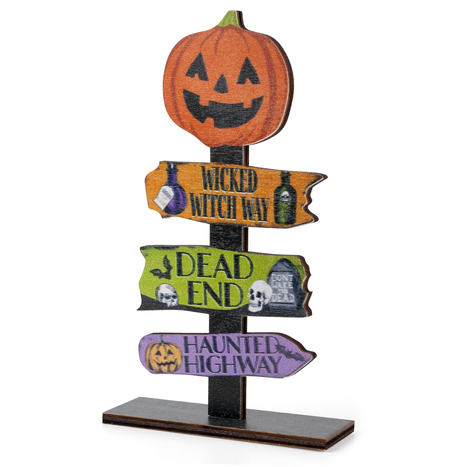 Halloween Wooden Ornament, Pumpkin Wooden Table Centerpiece Sign Halloween Table Decorations for Party, Window, Mantel & Tabletop, 15 x 10CM F4-MZBJ(Pumpkin)