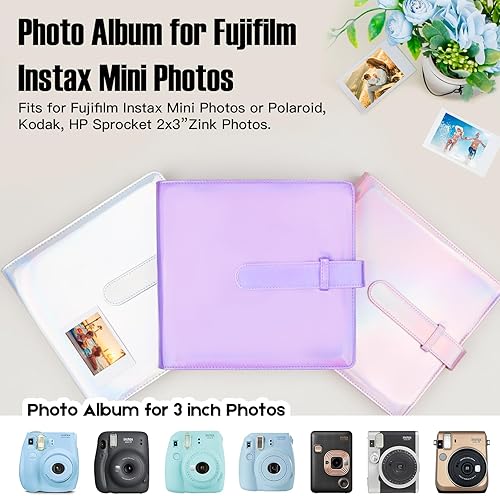 Miniatura 4 de Álbum de fotos de 360 bolsillos para cámara Fujifilm Instax Mini, álbum de fotos para Polaroid, cubierta de cuero, álbum de fotos para cámara
