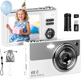 Digital Camera 35MP Photo Camera 1080P Video Camera with 16X Digital Zoom, 2.4 Inch Screen Vlogging Camera White