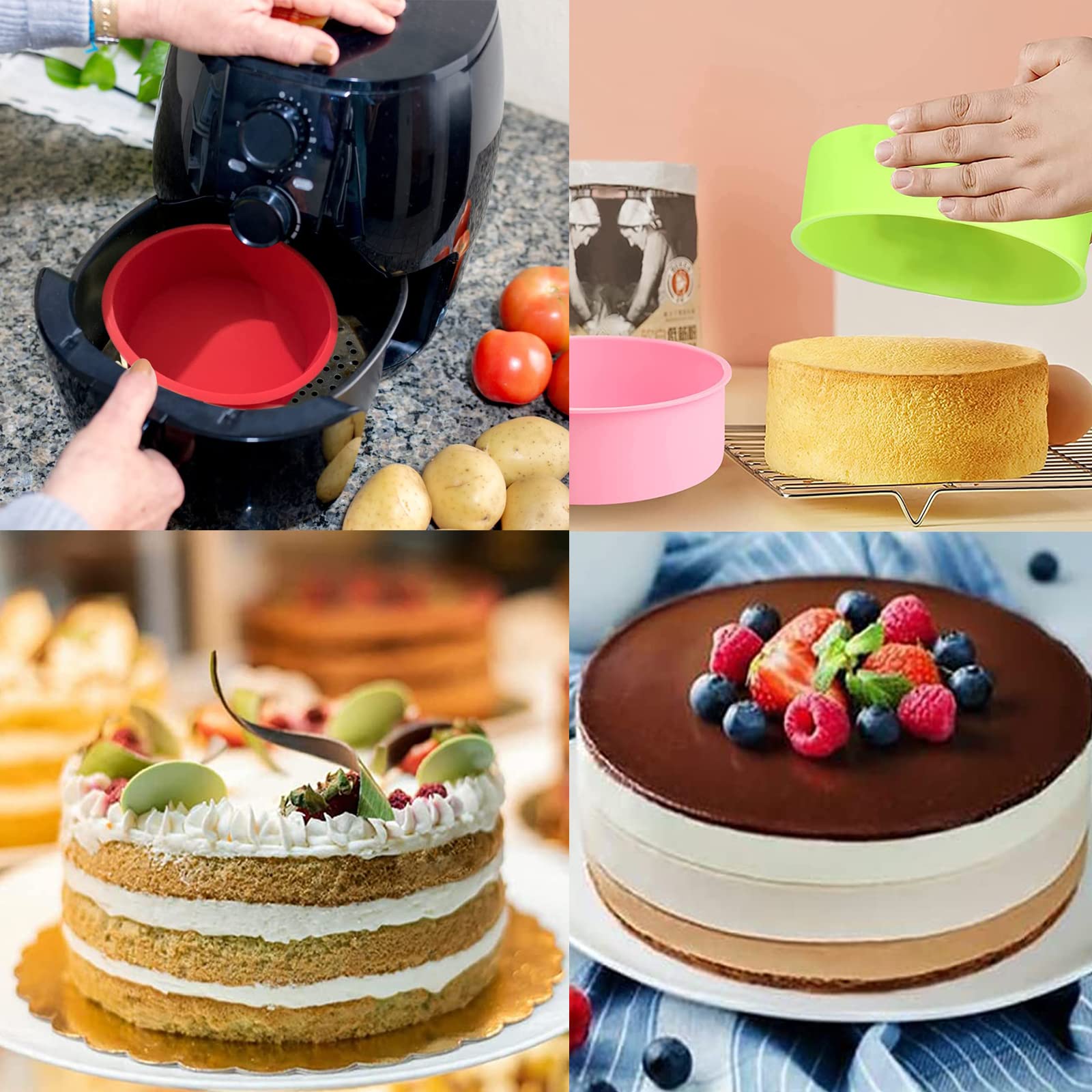 Set 3 Tortiere In Silicone Antiaderenti - 10/15/20 Cm, Viola, Per Torte, Cheesecake E Dolci - Foto 13