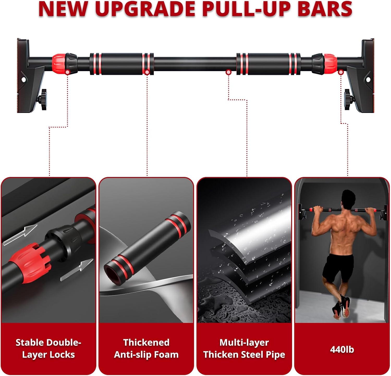 المتطور - قضيب سحب للمدخل ، قضيب تمارين الذقن في المنزل وصالة ... - view 3