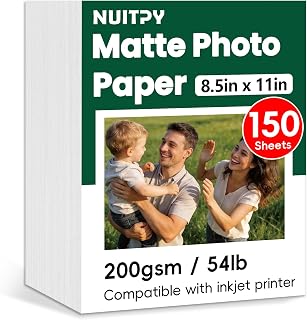 150 Sheets Matte Photo Paper, 8.5in x 11in, 200GSM / 54lb