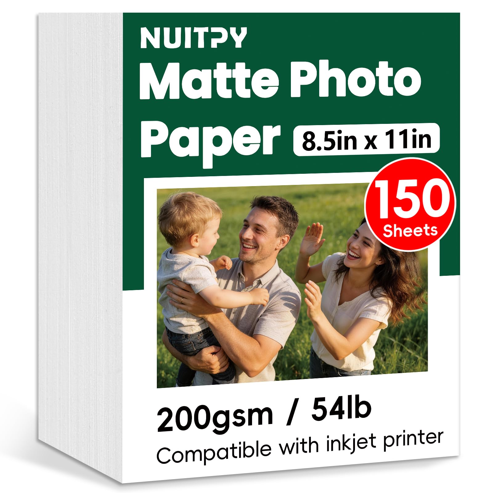 150 arkuszy matowego papieru fotograficznego, 21,5 cm x 28 cm, papier do drukarek atramentowych, papier obrazkowy do zdjęć, kalendarzy, broszur, kart, menu (200 g/m²/24,5 kg)