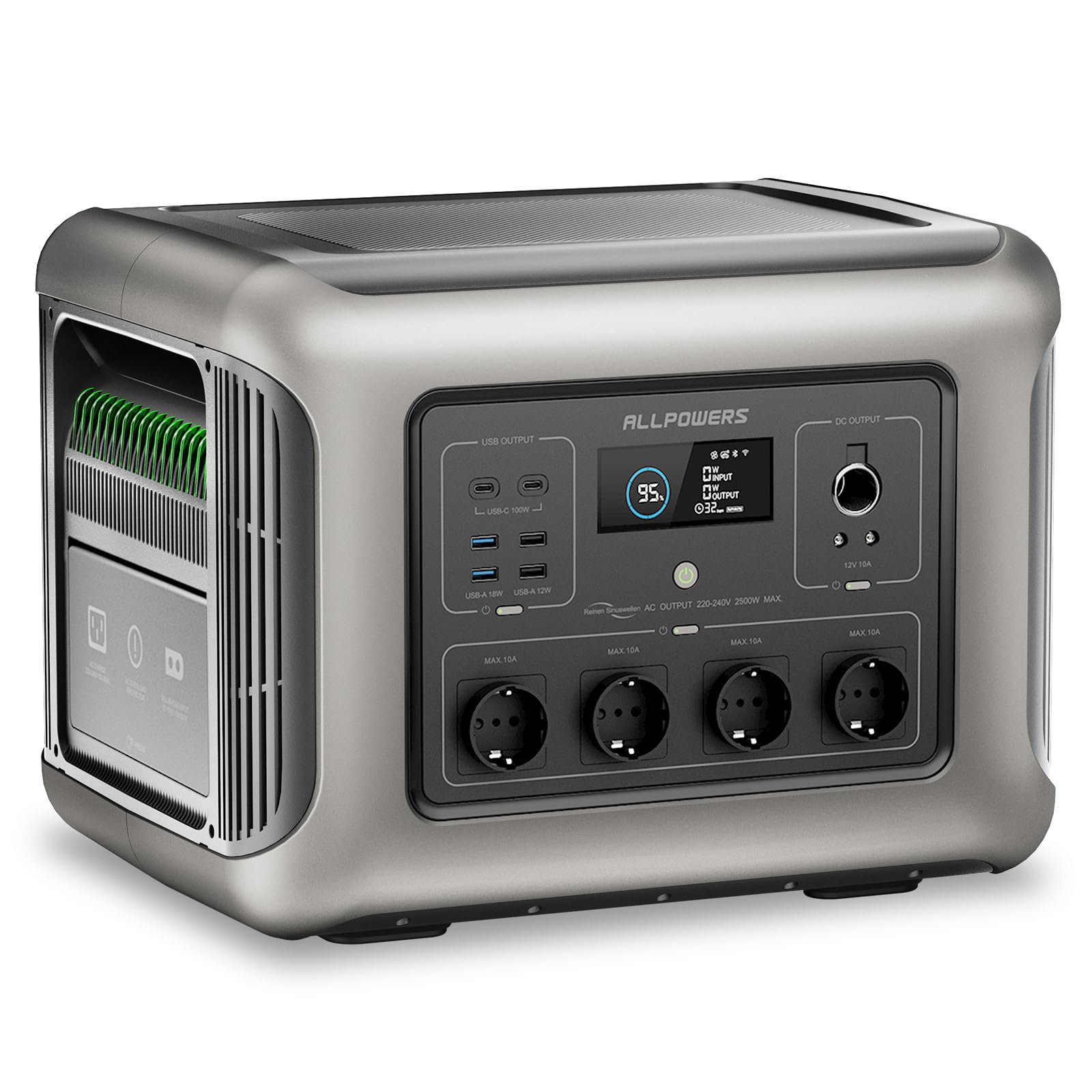 ALLPOWERS R2500 V2 Estación de Energía Portátil 2500W 1920Wh Batería LFP 4 Salidas AC 2500W Carga 0-100% en 1H, Generador Solar Para Camping Hogar Emergencias y Autocaravanas