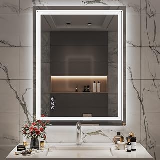 JVSISM Bathroom Mirror, 600mm x 800mm LED Vanity Mirror, Mirror for Wall, Vanity Bathroom Mirror with Anti-Fog, Memory, Dimmable Light Function (Horizontal/Vertical)