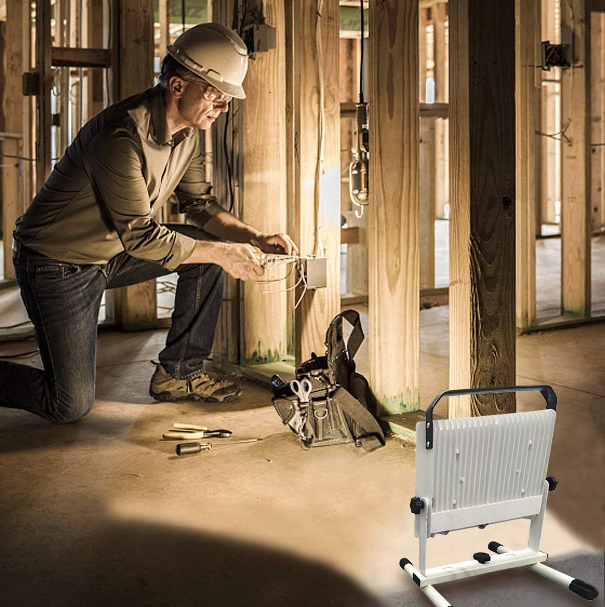 80% оƒƒ Dіѕсоunt NextLED 10000LM 110W LED Work Light, IP 65 Water Proof Flood Light, 210 Bright LED Chips, 360 Degree Adjustable, 6000K Daylight White, Stand Light, Workshop, Construction Site, Garage, ETL Certified