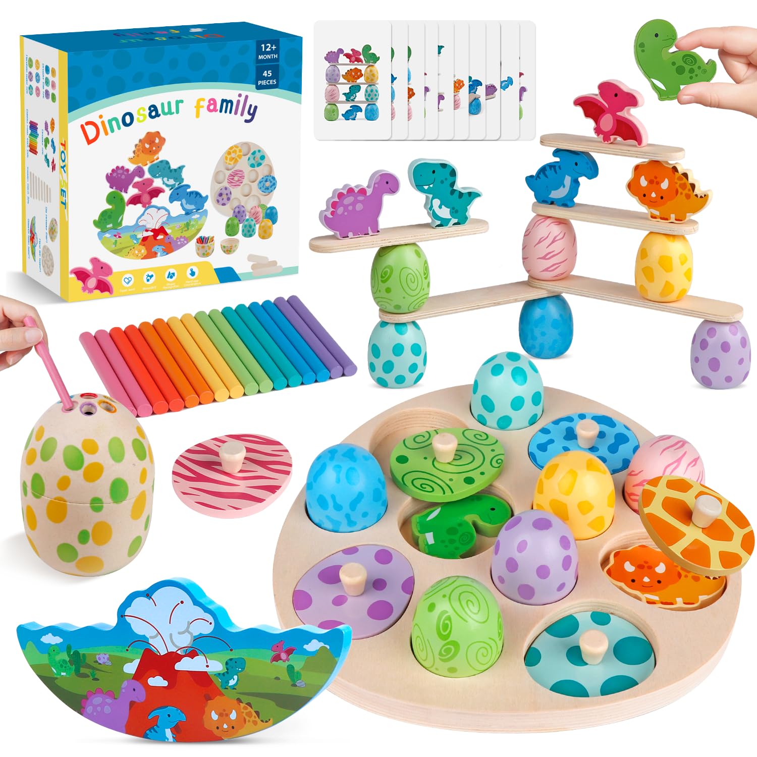 Aliex Wooden Toys for Toddlers  Montessori Colour Sorting, Stacking & Balancing Puzzle  Baby Educational Toys for Fine Motor Skills & Learning  Gifts for Boys & Girls