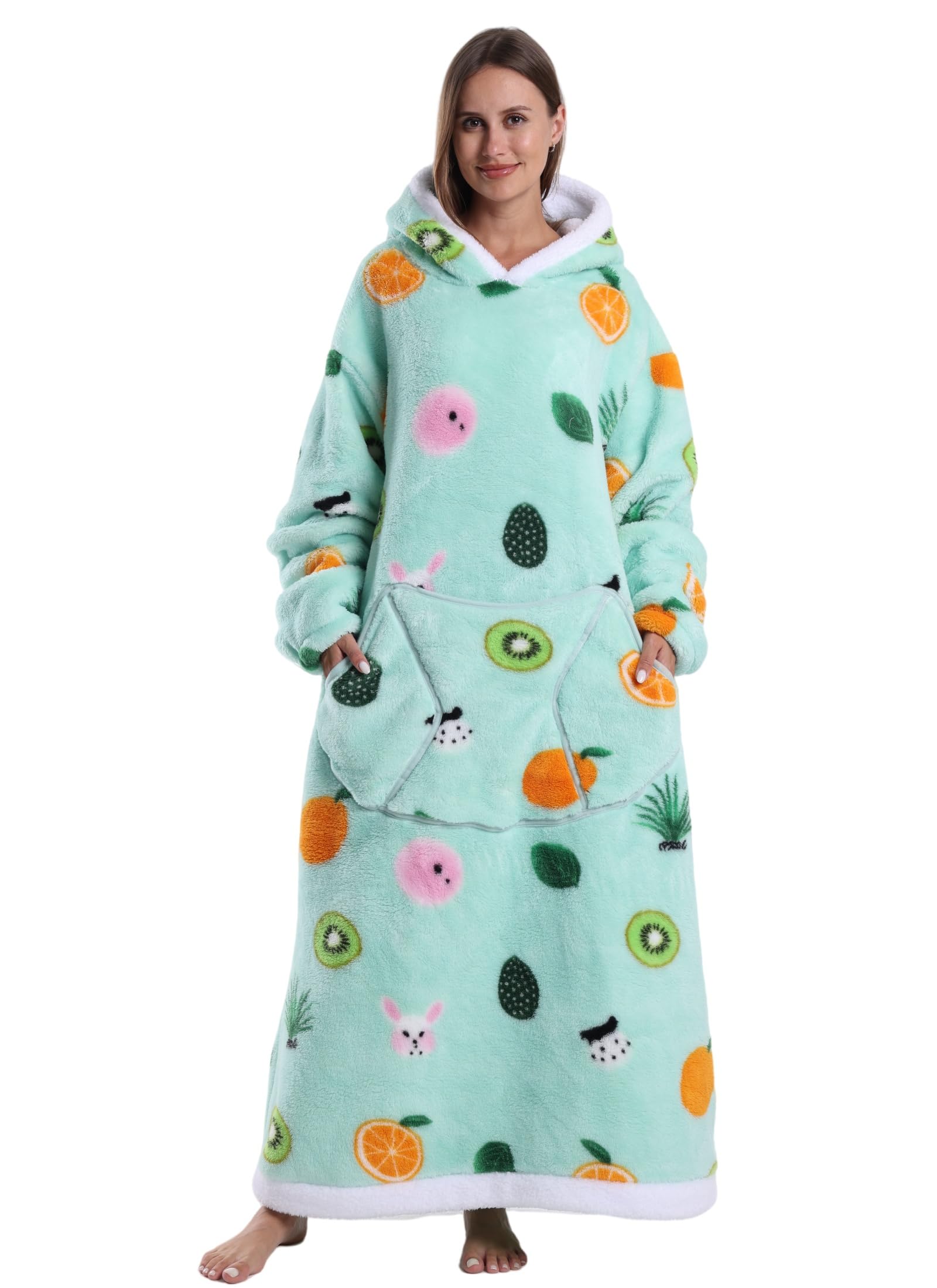 Pterygoid Extra Long Oversized Blanket Hoodie,Hooded Wearable Blanket with Sleeves for Women and Men,Soft Fleece Giant Sweatshirt with Pocket Gift for Adult Teenager