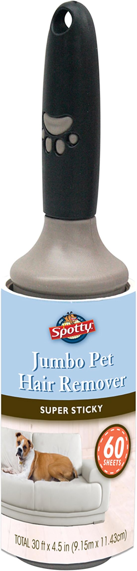 Spotty Jumbo Extra Sticky, Adhesive Lint Roller Pet Cat & Dog Hair Remover for Clothes and Furniture, 60 Sheet ct