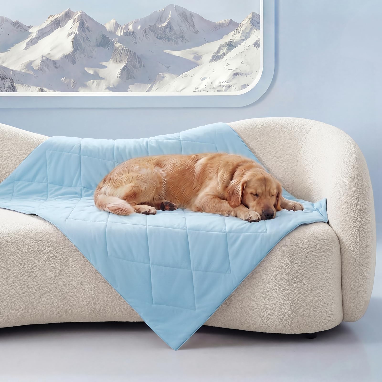 Luciphia Coperta rinfrescante per cani, lavabile, tappetino rinfrescante per gatti, per la stagione calda, per cuccioli, leggera (blu, 101,6 x 152,4 cm)