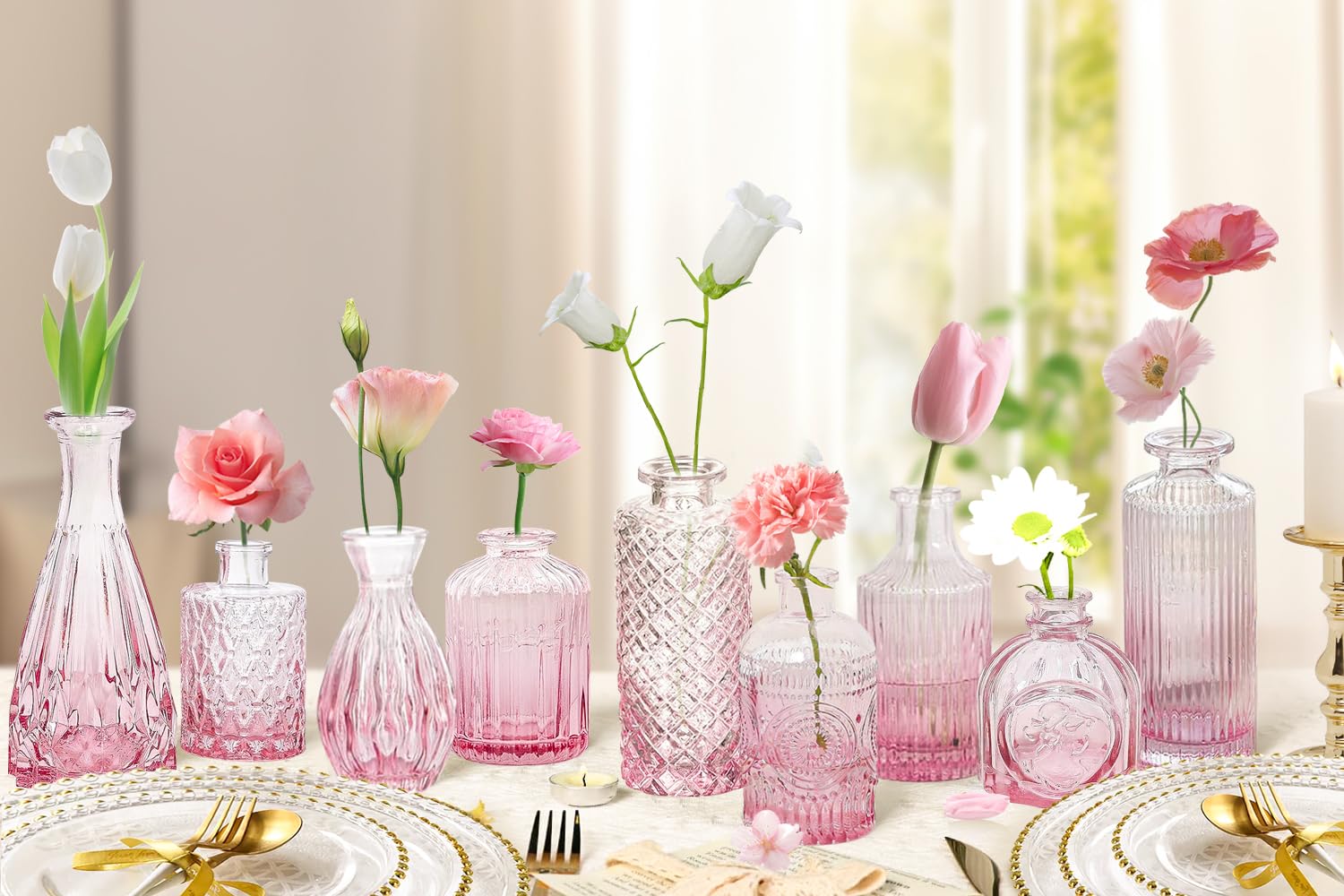 工芸品 Multi Glass Flower Vase (Pink) 工芸品 Multi Glass Flower Vase (Pink) Amazon.com: Pink