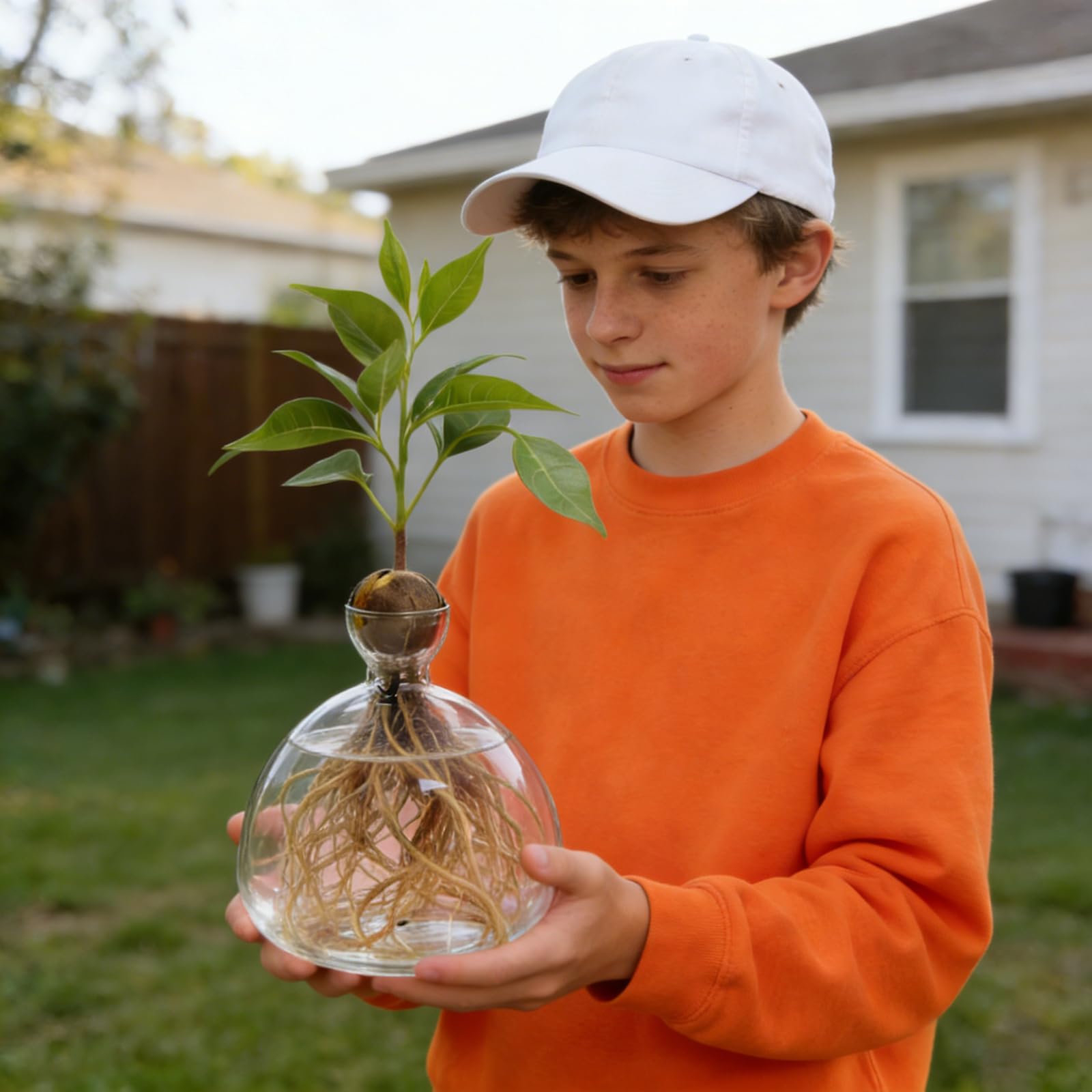 Lampadina per avocado, vaso in vetro per fiori, semi di avocado, vaso di avocado e castagne, per la casa, per interni ed esterni (trasparente)