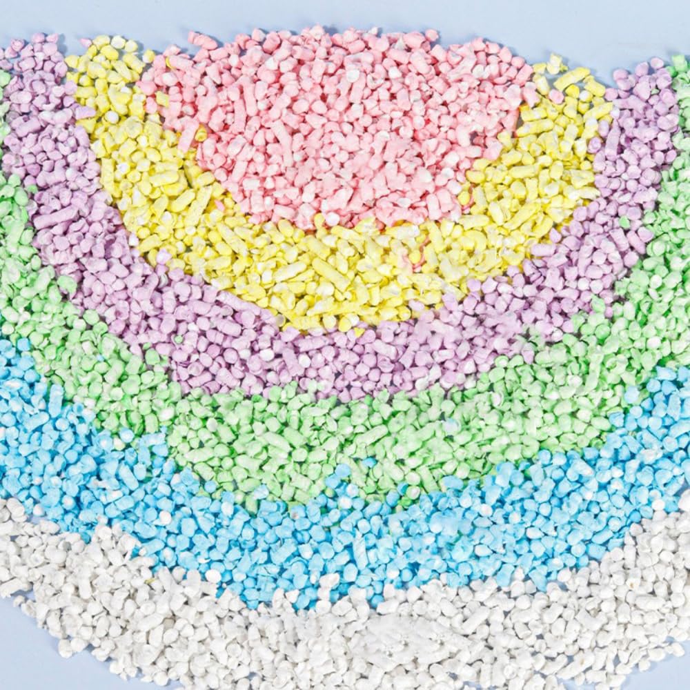 Arena de papel para hámsters, 1 kg, absorbente y sin polvo, para conejos, cobayas, jerbos y roedores pequeños, higiénica y cómoda, arco iris