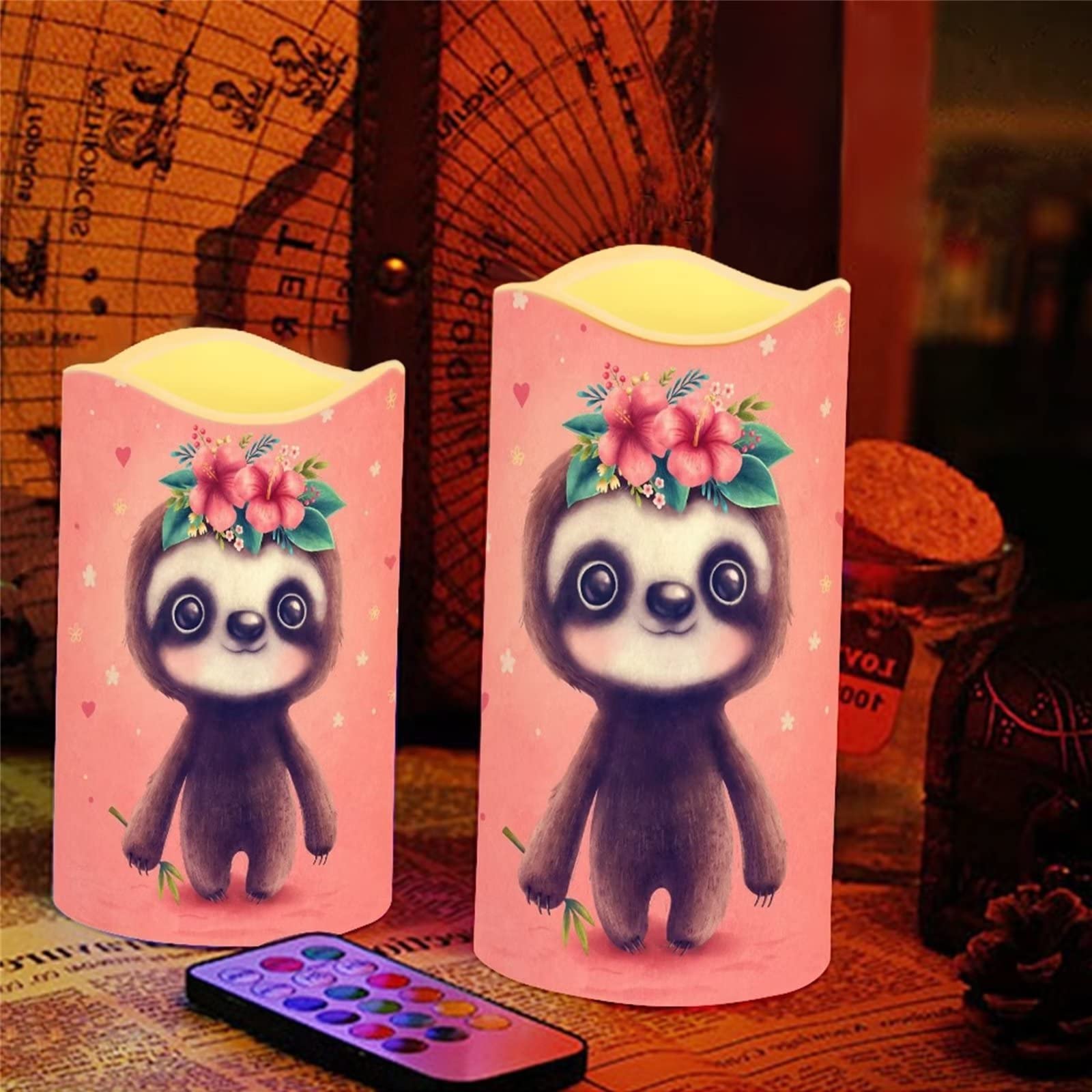 DISNIMO Candele a LED senza fiamma, a batteria tremolante pilastro in vera cera elettrica set con timer di controllo remoto per caminetto domestico decorazione natalizia, confezione da 4