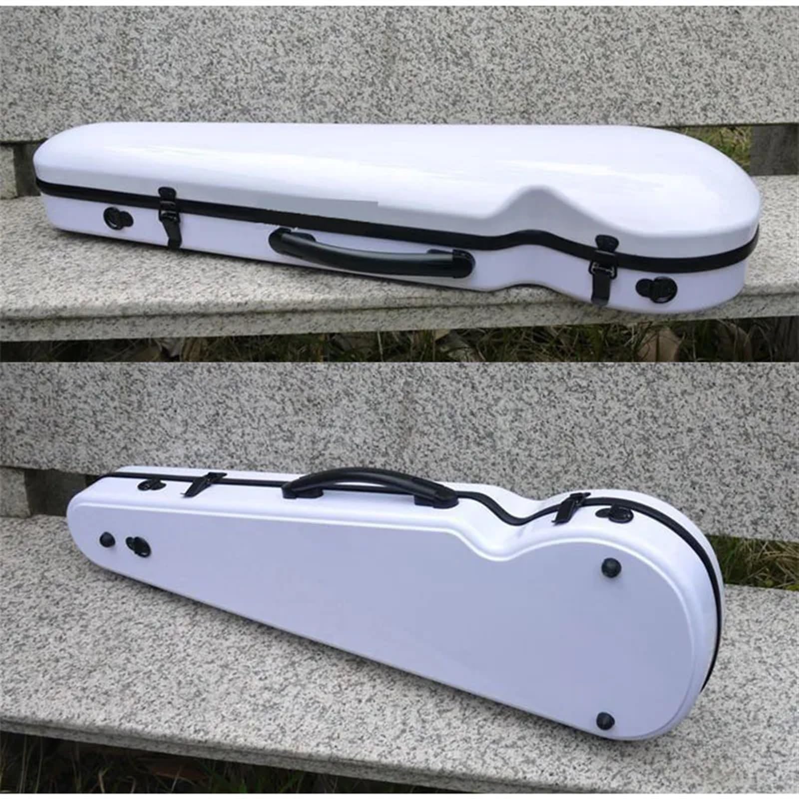 Caja de violín fibra carbono, mochila ligera, resistente a la compresión con tela y arco, espacio almacenamiento higrómetro Para Actuaciones Al Aire Libre(Black)