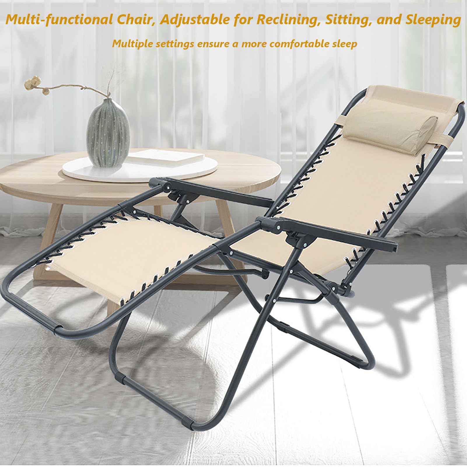 Strandliege Klappbar, Gartenliege Tragbar, Liegestuhl Strand, Liegestuhl Ergonomisches, Outdoorstuhl mit Getränkehalter für Wohnzimmer, Balkon, Strand oder Pool,Navy Blue