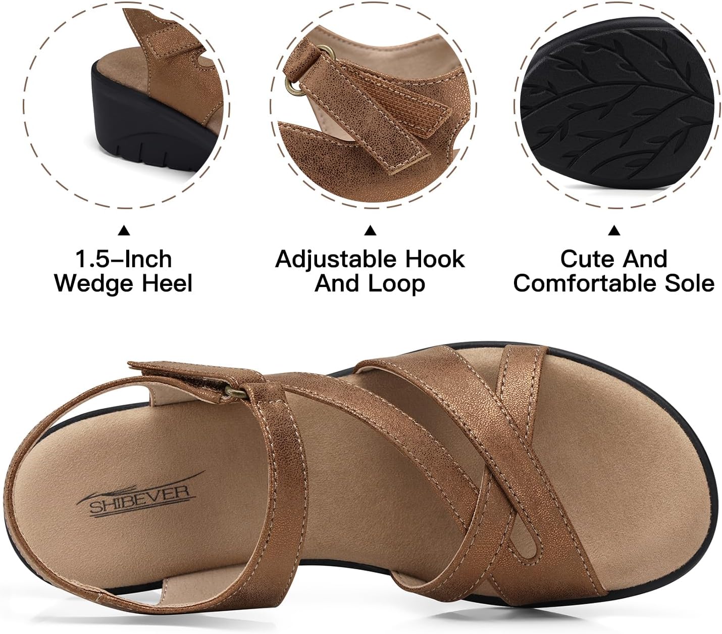 SHIBEVER Wedge Sandals for Women Dressy: Comfortable Summer Low Heel Sandals Casual Walking Dress Shoes - Image 4