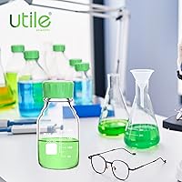 Vista 7 de Utile Botella multimedia, 3.3 botellas de vidrio de borosilicato con tapones de rosca GL45, 6 botellas de medios de laboratorio de 8.45 onzas