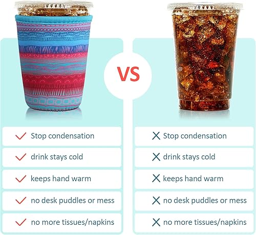 Miniatura 5 de Patelai Funda aislante reutilizable para taza de café, 4 piezas para bebidas frías, bebidas y soporte para la mayoría de los cafés (16-20 onzas,