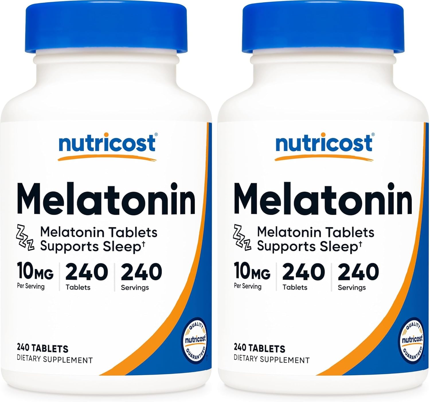 Nutricost Melatonin 10mg, 240 Tablets - 10mg Per Serving, Non-GMO, Gluten Free (Pack of 2)