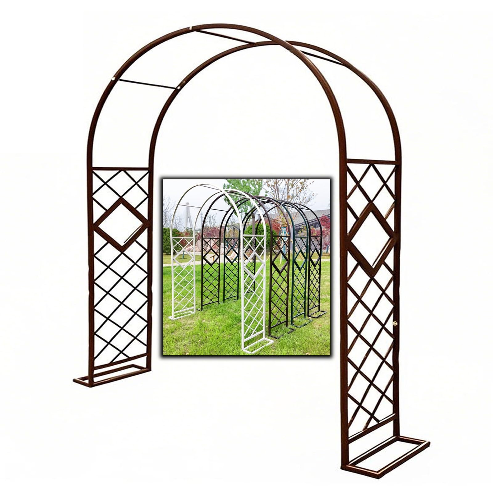Treillis de jardin réglable en acier de 20 mm pour plantes grimpantes, décoration de mariage, 140-380 cm de large, décoration extérieure (B 380 x H 230 cm)