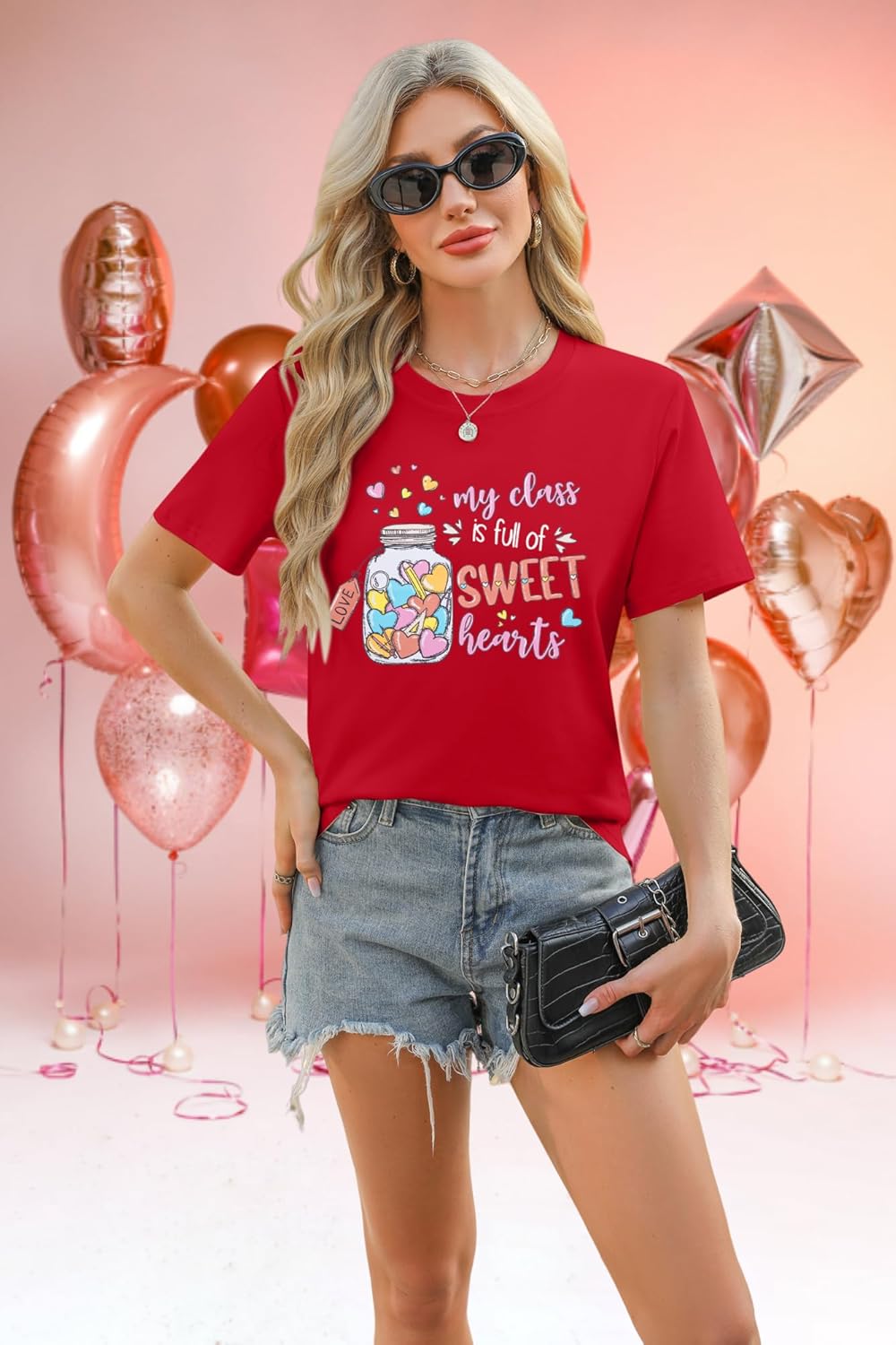 Valentines Teacher Shirts Women: My Class is Full of Sweet Hearts T Shirt Valentines Gifts Short Sleeve Graphic Tees Top - Image 5
